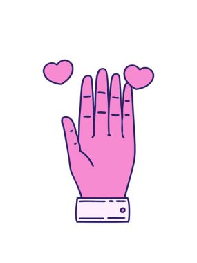 Dönen kalpler geleneksel bir el şeklinde dövmenin animasyonu