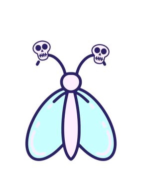 basit bir kelebek çizgi filminin kafatası animasyonu