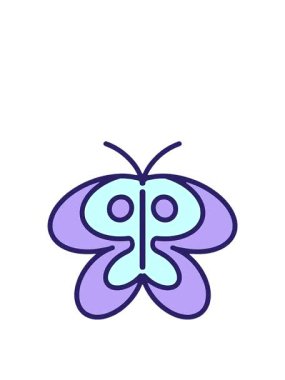 Basit ve sevimli kelebek çiziminin hareketli animasyonu