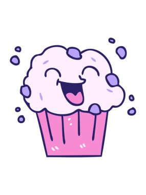 Titrek hareketli el animasyonu çizilmiş tuhaf çizgi film mutlu kek.