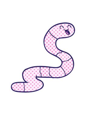 Pikselleştirme efekti solucan çizgi film elementinin canlandırması