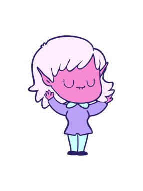 Mutlu elf kız imajının ışık efekti animasyonu