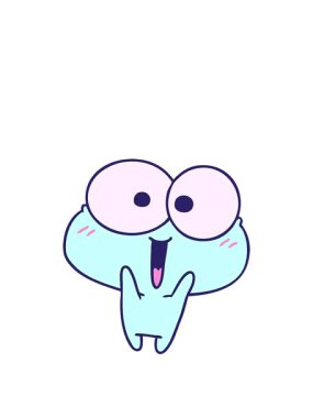 Kawaii 'nin çizgi film animasyonunu uzatmak tatlı kurbağayı heyecanlandırdı.