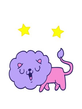 dönen yıldızlar sevimli çizgi film aslanının animasyonu