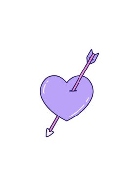 Bir ok ve kalp tasarımının ikonik dövme tarzının yıldız patlaması etkisi animasyonu