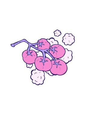 Asma illüstrasyonunda yeşil domateslerin hareketli animasyonu