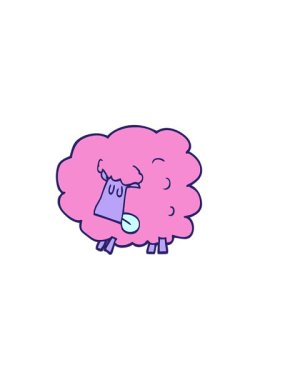 Çizgi film karakteri kara koyunun yatay titreşimli animasyonu