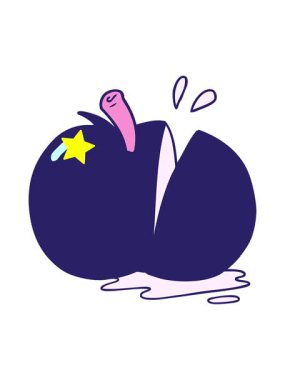 Parlayan yıldızlar çizgi film dilimlenmiş elma tasarımının animasyonunu etkiler.