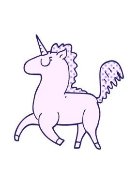 Çizgi filmdeki tek boynuzlu atın hareketli animasyonu