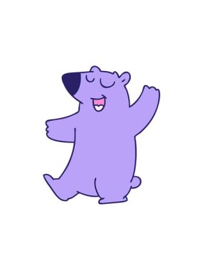 Dikkat çekici bir çizgi film çizimi. Bir ayının el çizimi tasarımı.