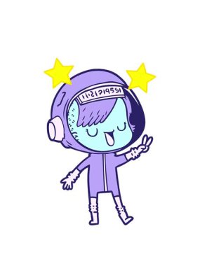 dönen yıldızlar uzay astronot kadın tasarımının animasyonu