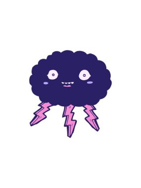 Mutlu çizgi film yağmur bulutunun radyoaktif parlayan animasyonu