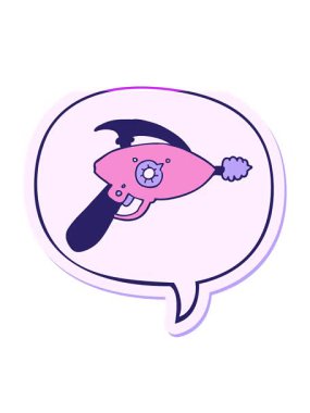 Konuşma baloncuğu çıkartmalı çizgi film ışın silahının animasyonunu güçlendir