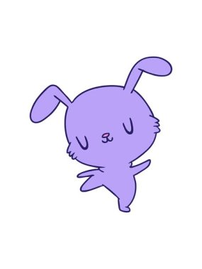 Çizgi film illüstrasyonunun parlak ışık efekti kawaii şirin tüylü tavşan.