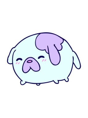 Dost canlısı Kawaii köpeğinin neon ışık efekti