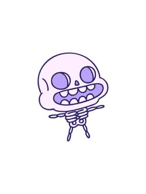 Mutlu bir cadılar bayramı iskeletinin çizgi filminin gösterişli satış animasyonu