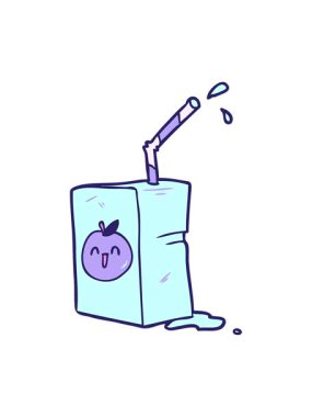 Çizgi film elma suyu kutusunu salla ve duraklat