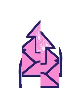 Oklu bir zarfın eski grunge desen çizgi filminin bölünmüş hareket animasyonu