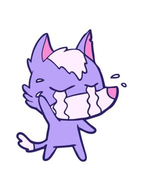 Ağlayan bir kurt çizgi filminin animasyonunu oynat ve durdur