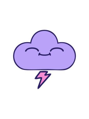 Fırtına bulutu dizaynının sevimli çizgi filminin hareketli animasyonu