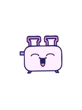 Bir tost makinesinin tatlı çizgi filminin yükseliş ve yüzme animasyonu