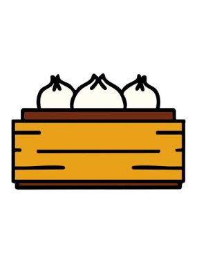 Neon ışık efektleri buharlı buharlı geleneksel Japon gyoza köftelerinin animasyonu