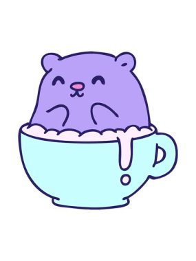 Küçük bir ayının çizgi filminin titreşimli animasyonu ne yazık ki lattene oturdu.