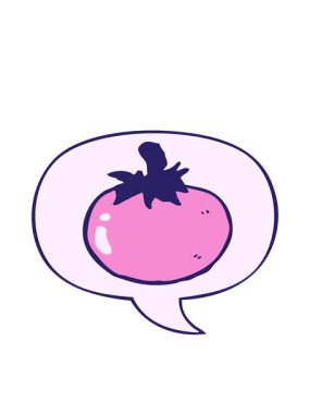 Konuşma baloncuklu çizgi film domatesinin hareketli animasyonu