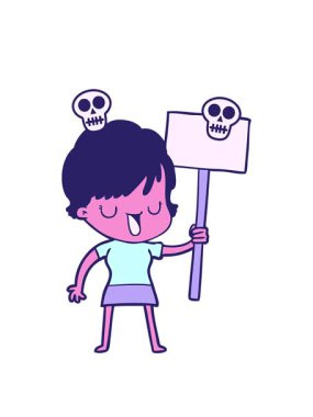 Çizgi filmdeki kadınların konuşan kafatası animasyonları.