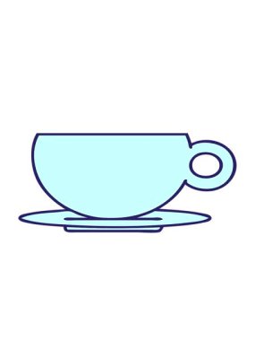 bir kahve ya da çay fincanının çizgi filminin hareketli animasyonu