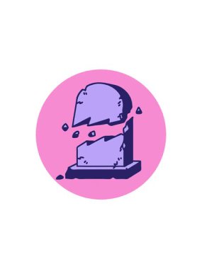 Kırık bir mezar taşının ikonik dövme tarzının satış animasyonu