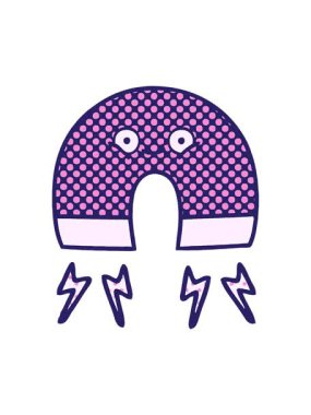 Bir mıknatıs karikatürünün ışık efekti animasyonu