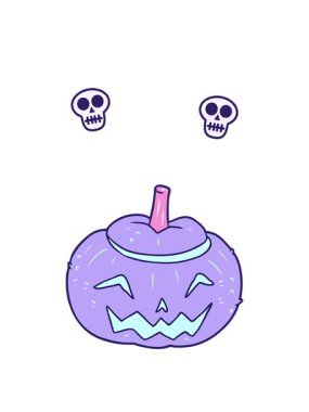 Cadılar Bayramı balkabağı çiziminin kafatası animasyonu