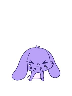 Sevimli kawaii üzgün tavşanın serbest çizim animasyonunu genişletiyorum.