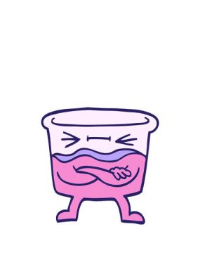 Çizgi filmin zıplama hareketli animasyonu. Karalama viski bardağı.