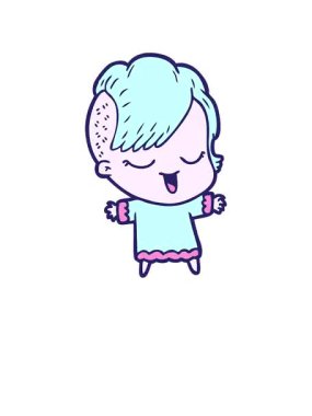 Kalk ve mutlu çizgi film kızının animasyonunu uçur.