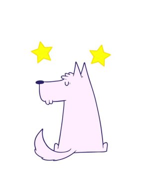 dönen yıldızlar sevimli çizgi film köpeğinin animasyonu