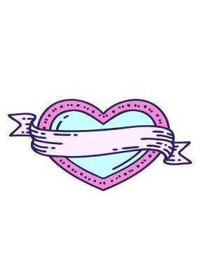 Dövmenin hareketli animasyonu geleneksel kalp ve bayrak stilinde