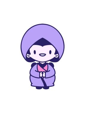 Geleneksel düğün kıyafetleri içinde Japon bir kadının hareketli animasyonu.