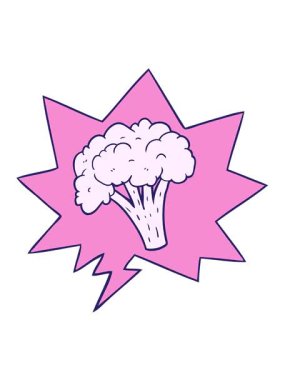 Konuşma baloncuğu ile çizgi film brokolisinin hareketli animasyonunu oynat