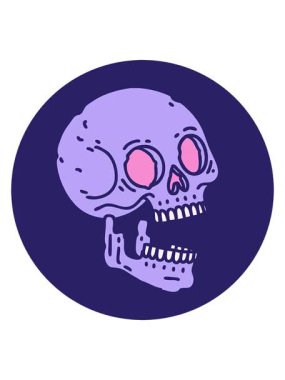 Bir kafatasının ikonik dövme şeklindeki hareketli animasyonunu oynat