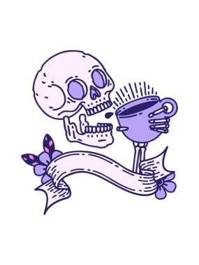 Kahve içen bir kafatasının ışık efekti