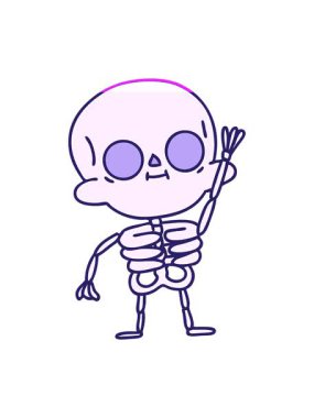Arkadaşça el sallayan bir iskelet çizgi filminin animasyonunu canlandırın.