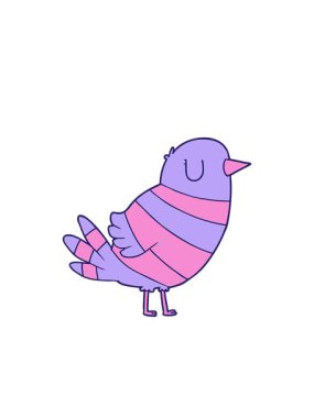 Yanıp sönen radyal çizgiler. El çizilmiş bir kuşun çizgi filmi.