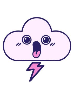 Bir fırtına bulutunun sevimli çizgi filminin ışık efekti