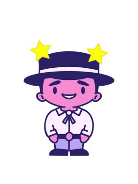 dönen yıldızlar geleneksel kıyafet karikatüründeki Brezilyalı adamın animasyonu