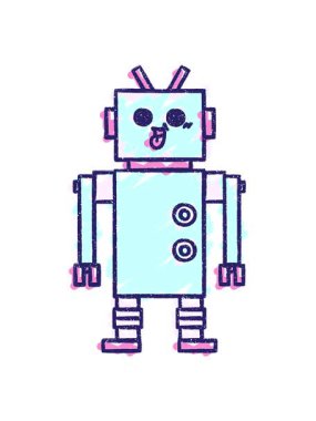 Mutlu Robot Tebeşiri Çiziminin parlak ışık efekti