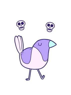 sevimli çizgi film karakterlerinin kafatası animasyonları