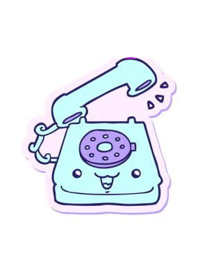 Sevimli bir çizgi film telefonunun çıkartmasının canlandırmasını çalıştır