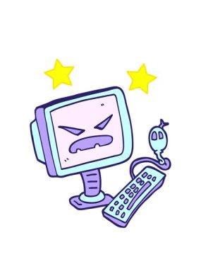 dönen yıldızlar el çizimi çizgi film stili şeytani bilgisayarın animasyonu